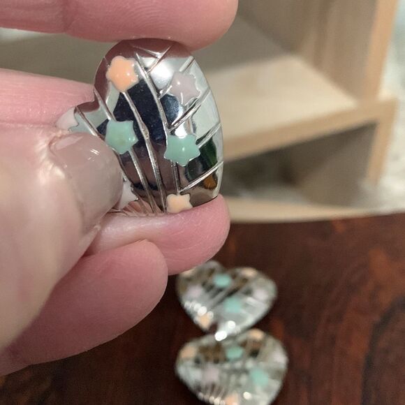 Vintage 80’s Heart and Stars Button Covers Set Of 4 - Picture 8 of 9